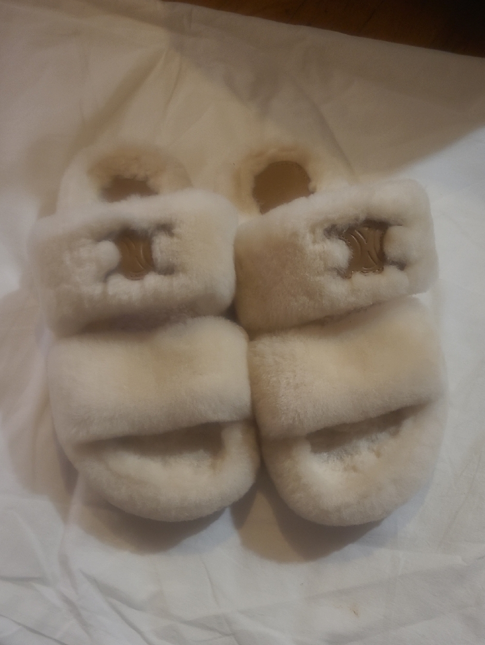 Celine Cozy Cream Shearling Slide Sandals